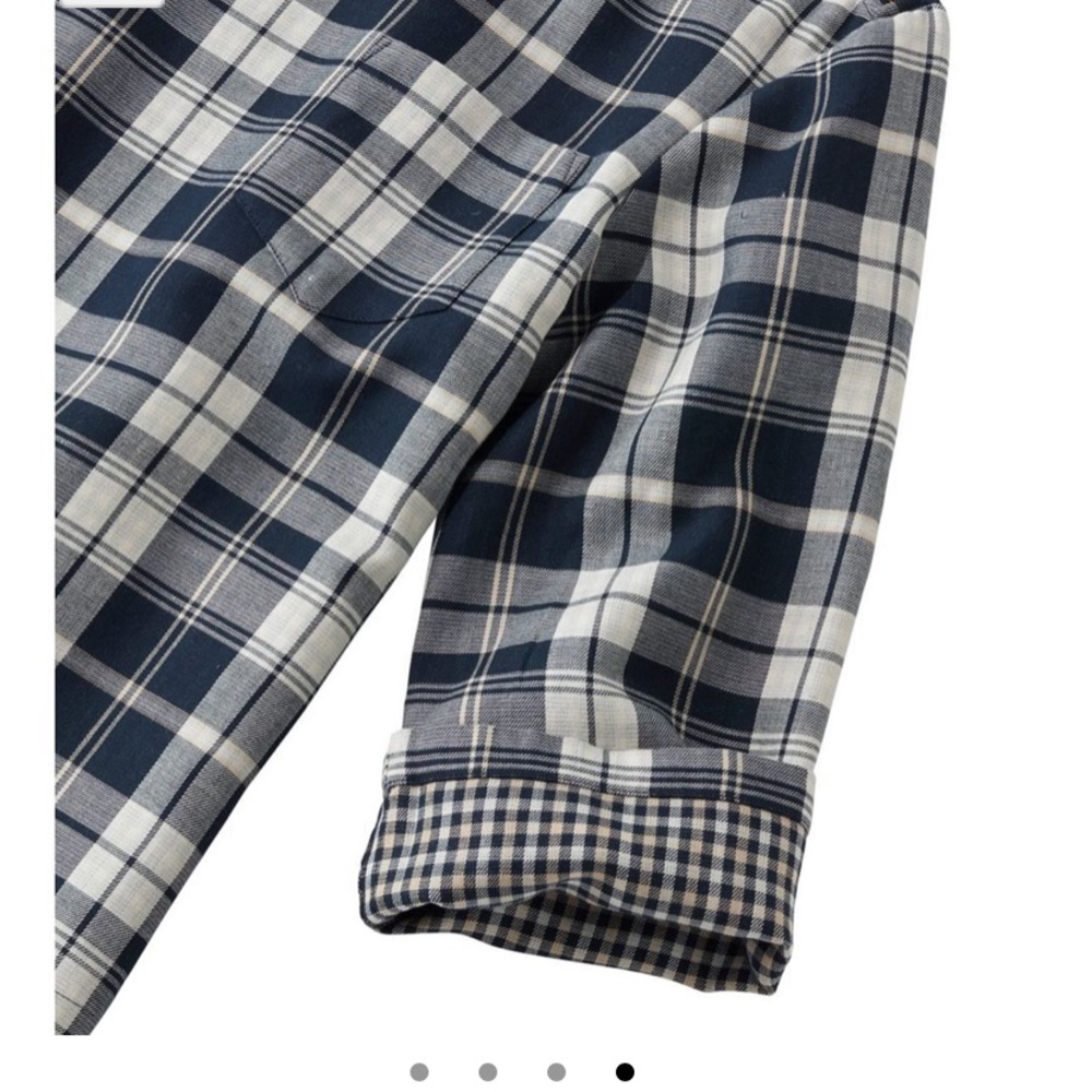 LL Bean Cozy Plaid Flannel Popover 100% cotton - Picture 3 of 10